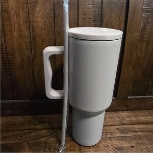 NEW 40oz Cream Insulated Tumbler with Straw and Handle